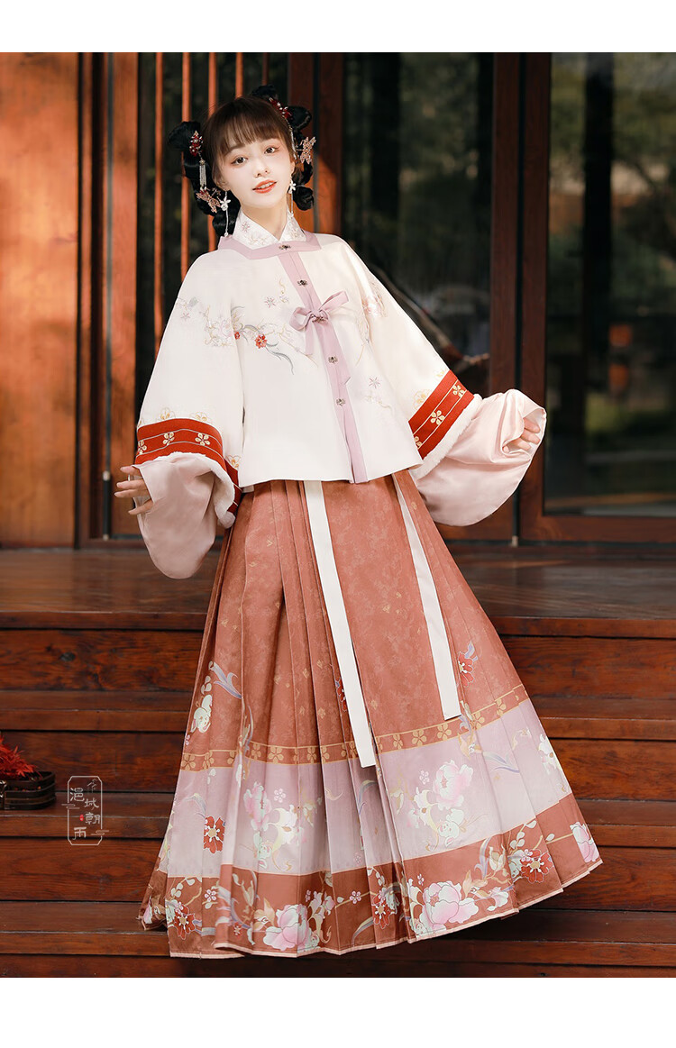 马面裙冬季明制汉服女过年古装加绒加厚方领半臂短袄马面裙冬季超仙