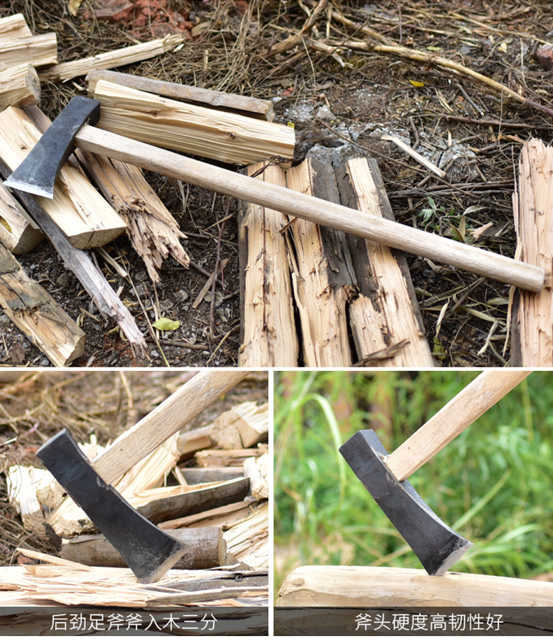 精钢锻打柴斧大斧子柴斧头劈柴神器家用农村劈柴斧树伐木多用 a7锻打