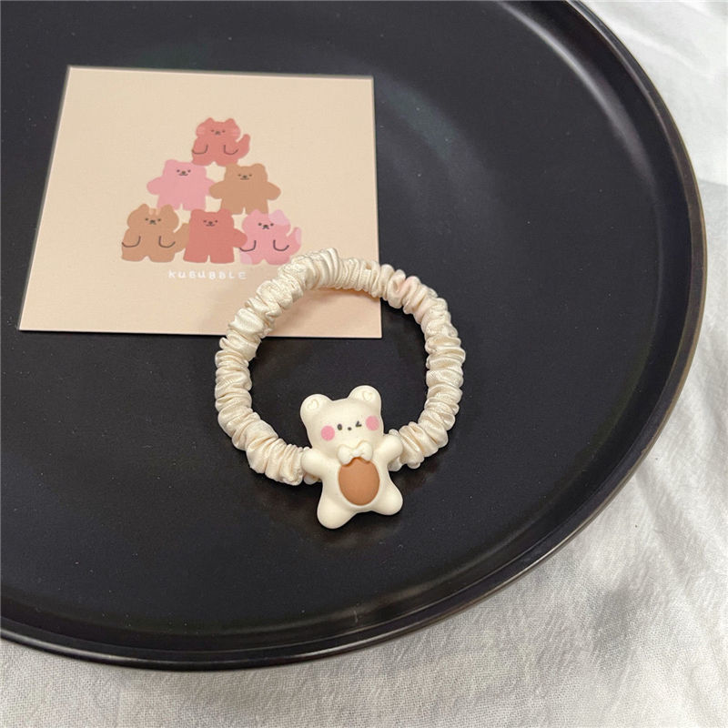 奶茶色小熊头绳原创闺蜜男朋友皮筋简约可爱卡通饰大肠圈hn咖色熊圈