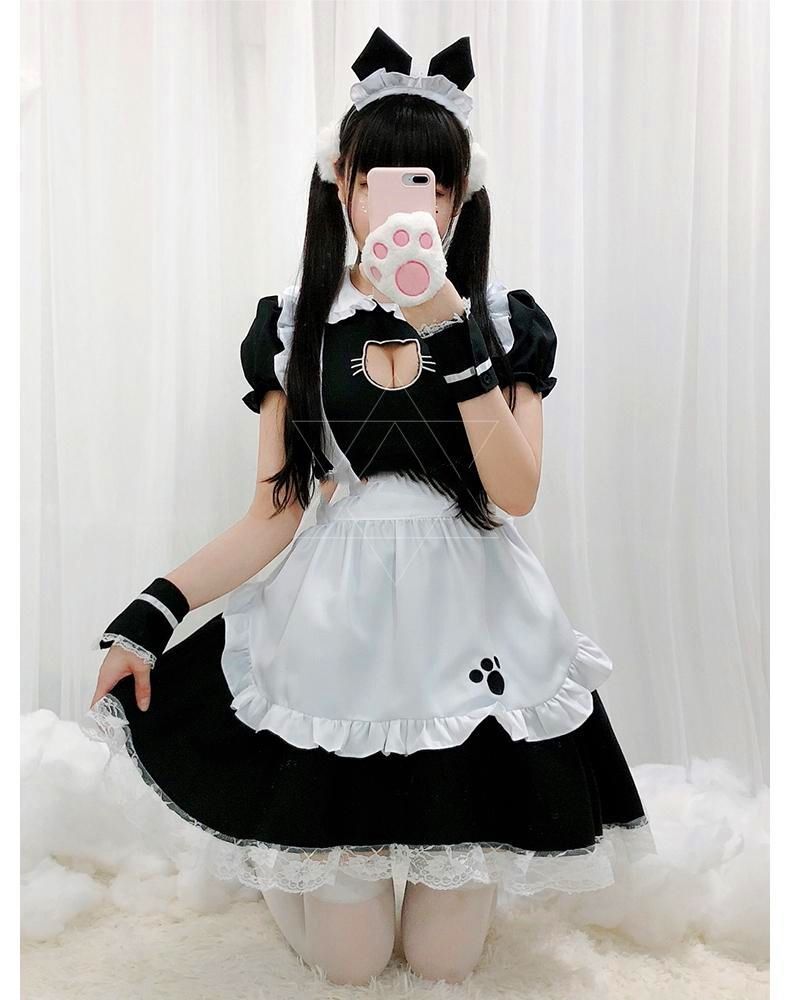 亚百鹿新品日系猫咪女仆装cos服装女萝莉性感女装露胸lo裙cosplay服装