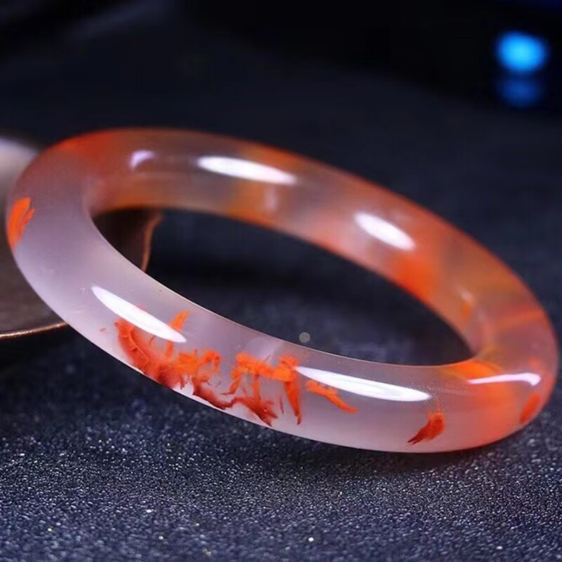 慈心缘天然南红冰飘料手镯保山南红女士珠宝首饰手镯福镯圈口5911811