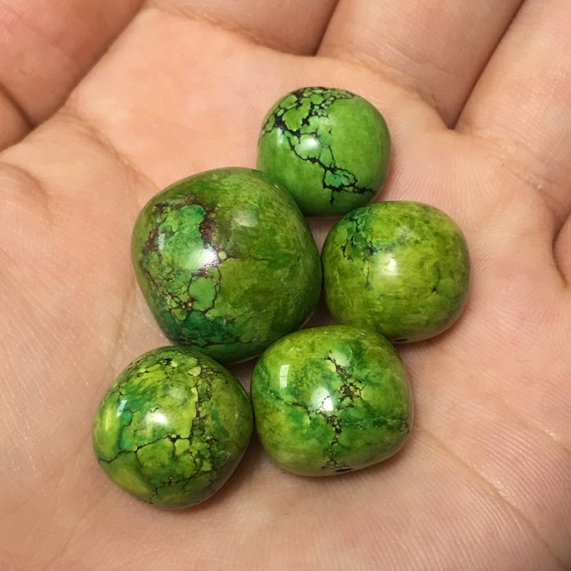 【跨年特价】微韵 天然菜籽黄绿松石 配珠单颗隔片回纹珠散珠 石墩子