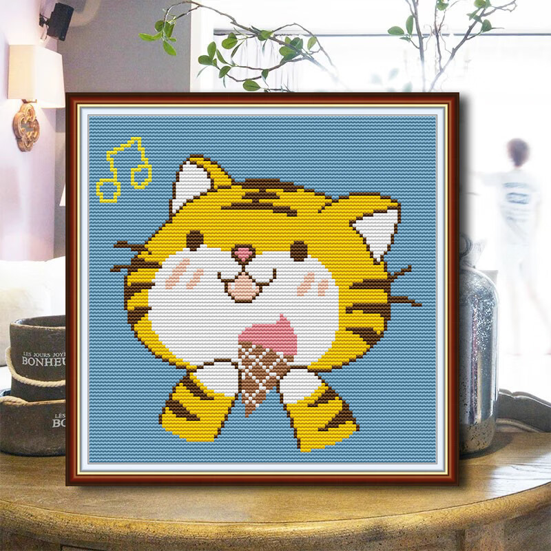 生肖虎十字绣小老虎2022新款卡通新手初学小件简单手工自己绣线绣