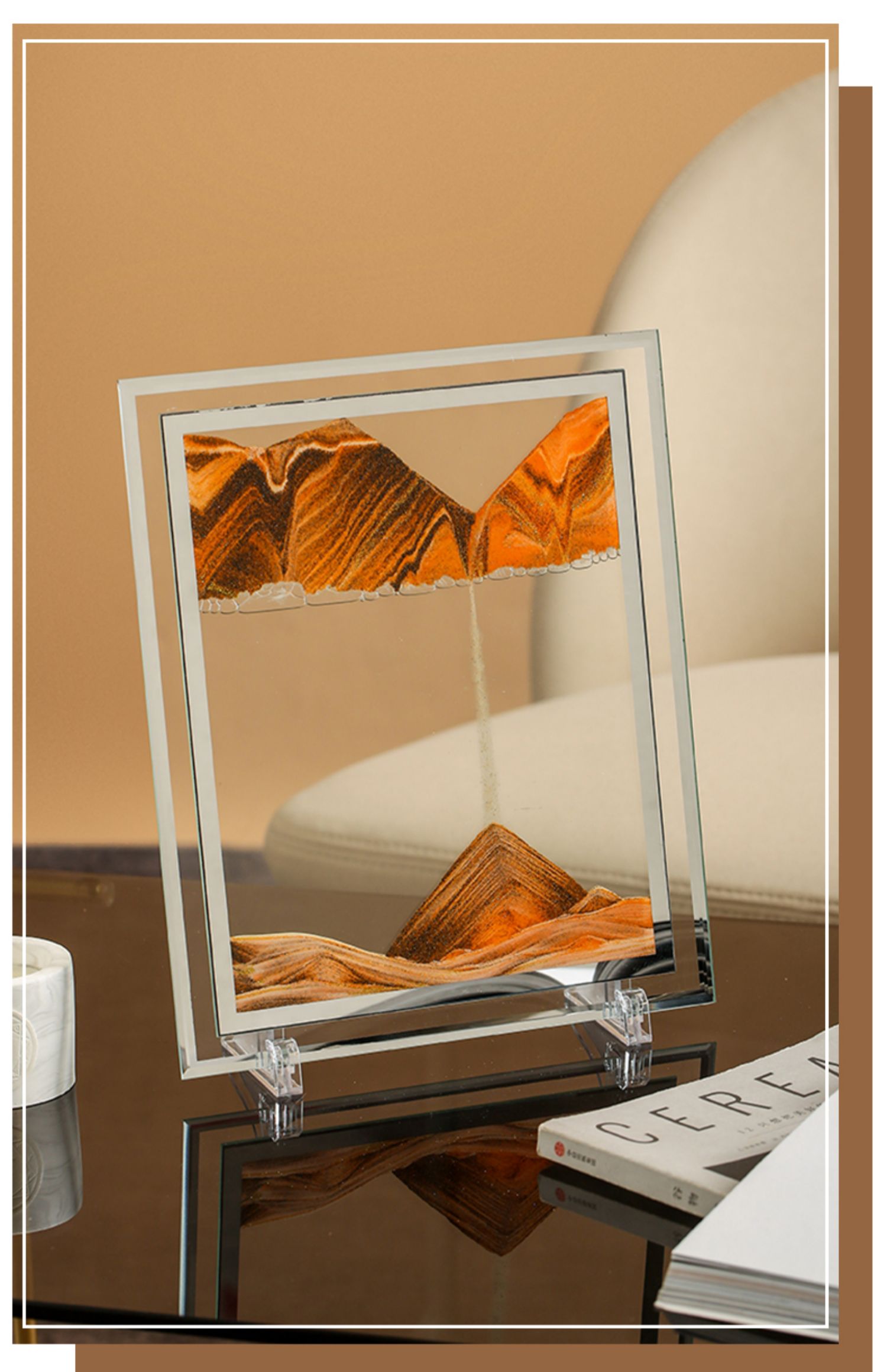 艺术流沙画沙漏摆件创意液体解压办公室桌面客厅装饰品女生日礼物的