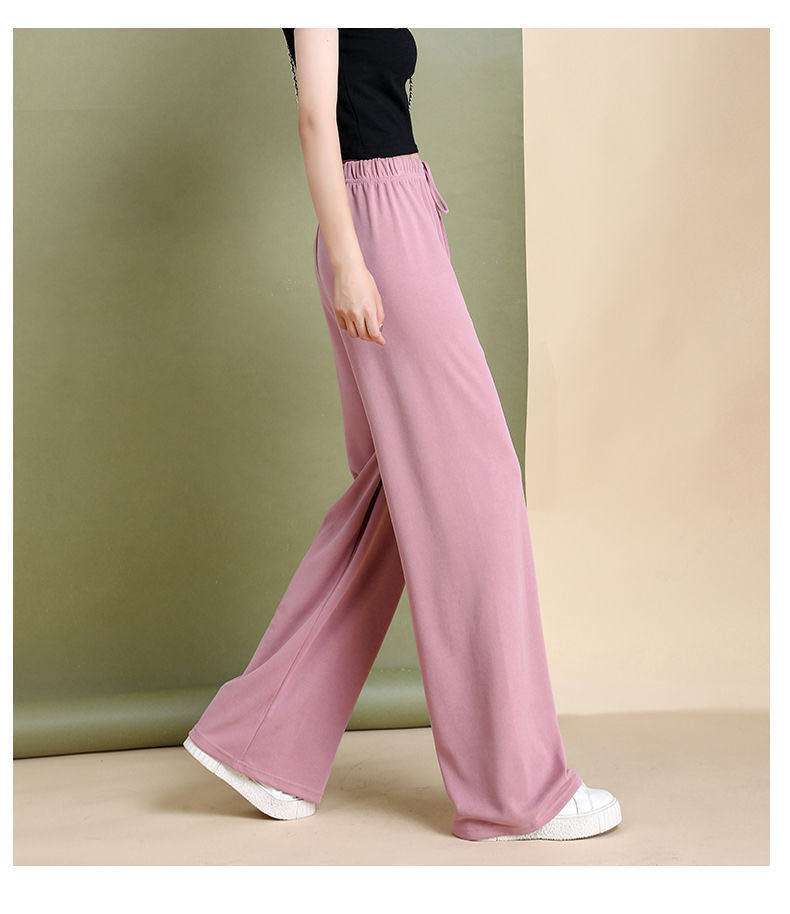 铜氨丝阔腿裤女大码高腰宽松垂感2021春夏显瘦直筒休闲拖地长裤子深