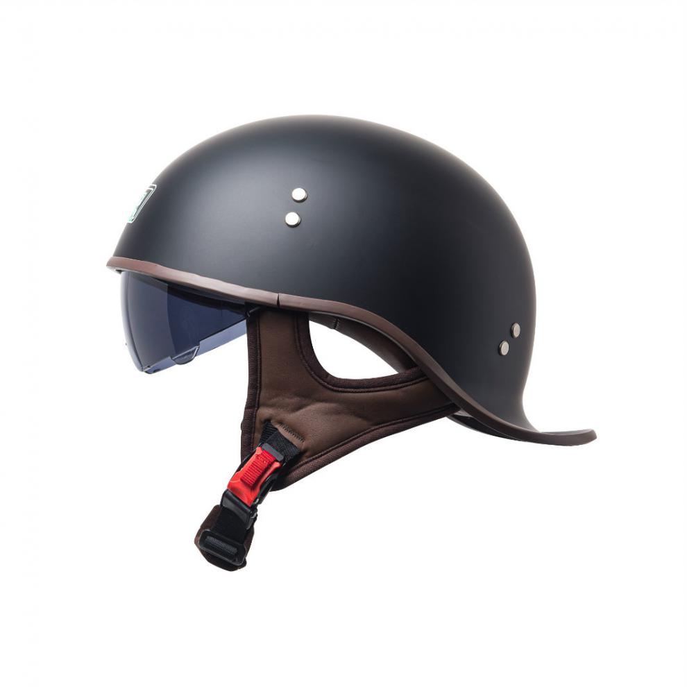 摩托车头盔男夏季哈雷半盔复古女电动车机车轻便式瓢盔带内镜翘尾狂魔