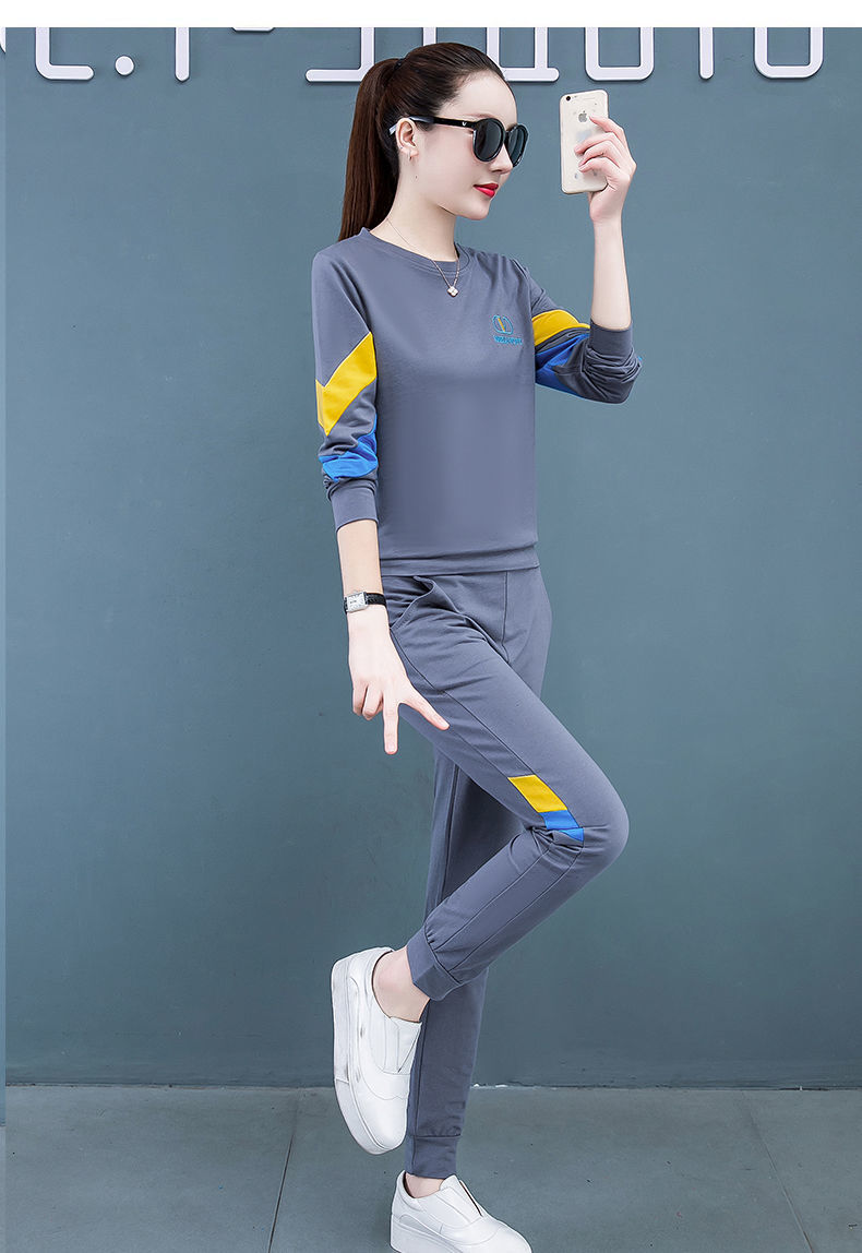 女装新款大码运动服套装女春秋季2021新款时尚宽松洋气卫衣休闲两件套