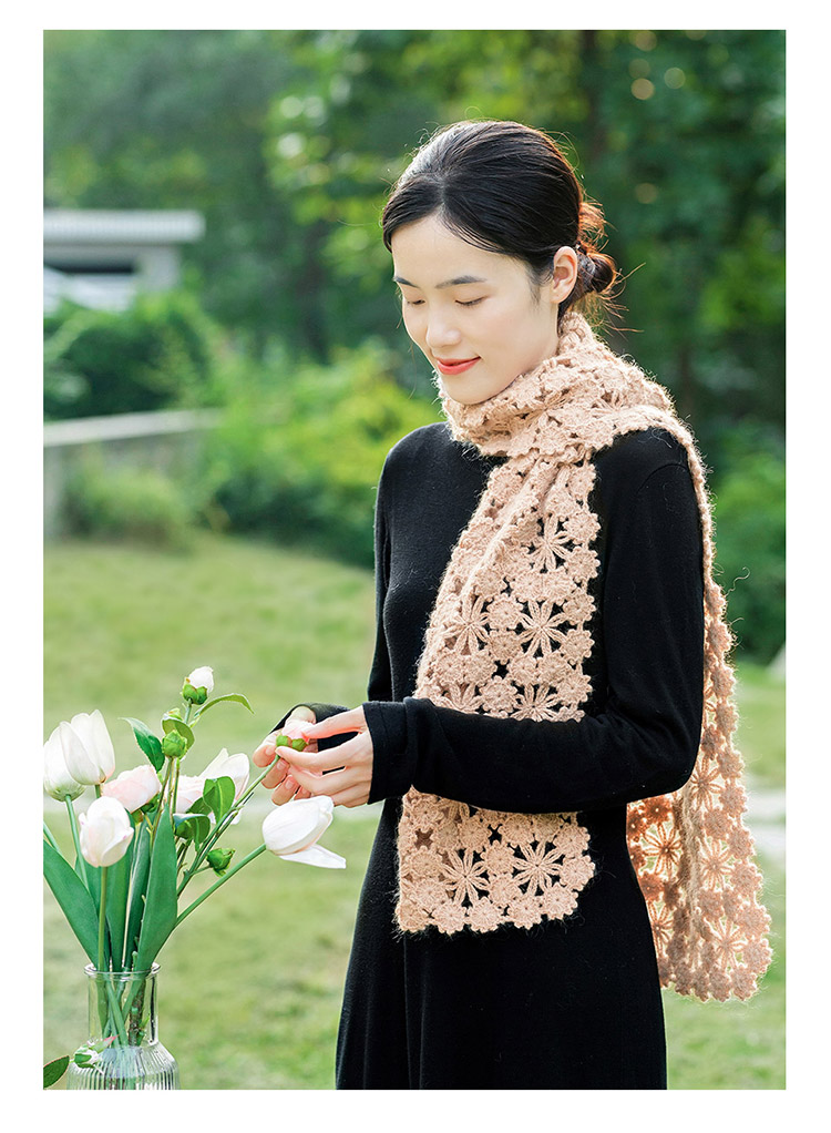 苏苏姐家梅花披肩解闷手工diy钩针编织自制教程毛线团材料包凞 【乳白