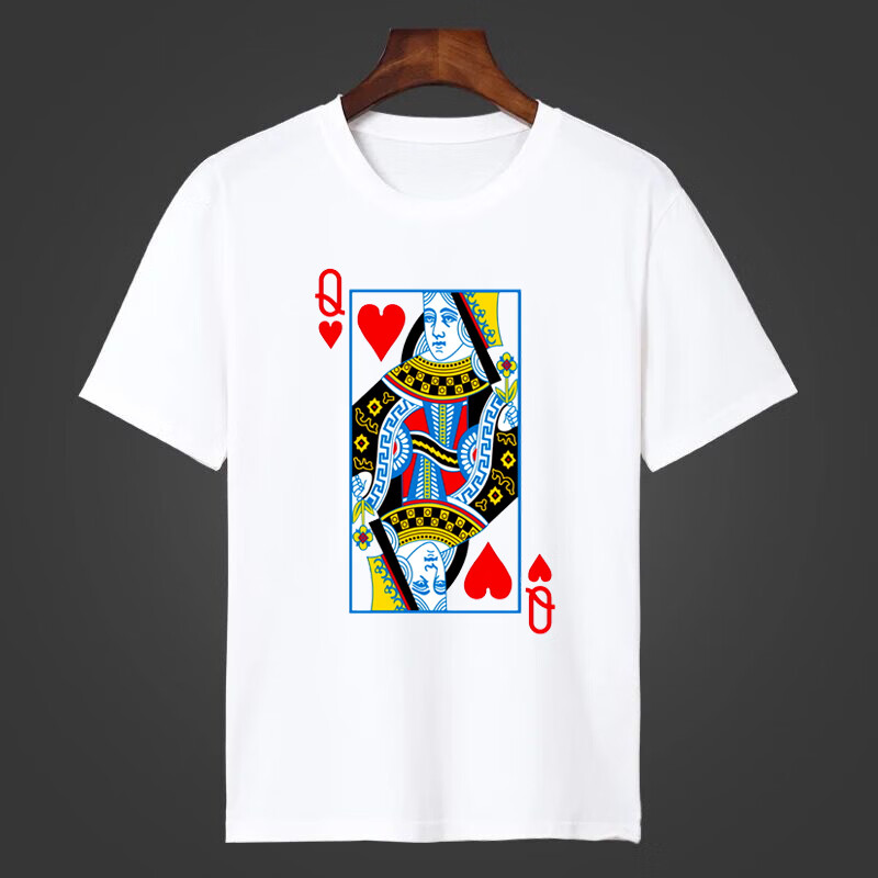 玉橙套一副扑克牌图案黑桃ajq装寝室服短t恤衫衣服加logo 黑桃8 xl