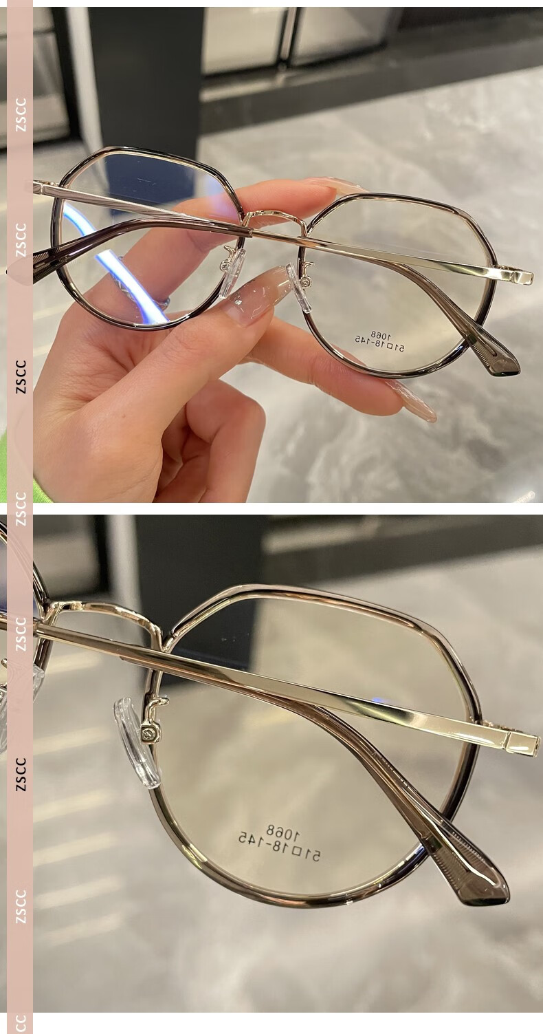 素颜神器眼镜可配有度数 超轻眼镜女网上ins风大框方圆脸眼睛 黑金色