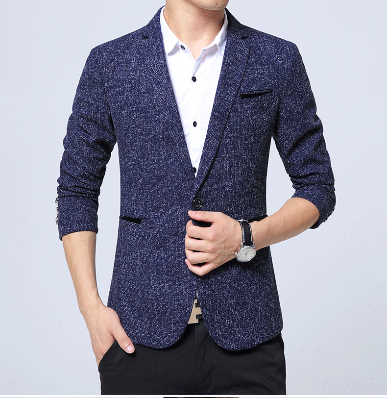 秋装男式休闲西装小西服男士修身上衣外套商务休闲夹克大码sn8164黑色