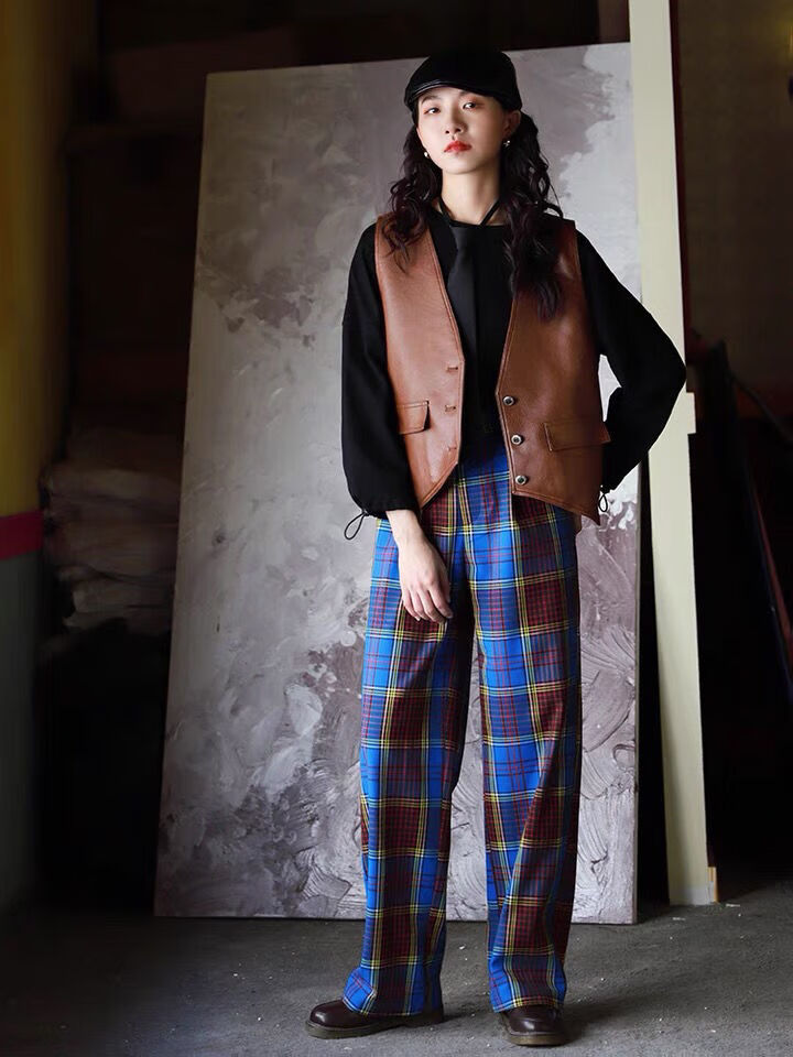 檀典皮马甲女春秋外穿2021年新品复古时尚宽松pu短款棕色春季外搭上衣