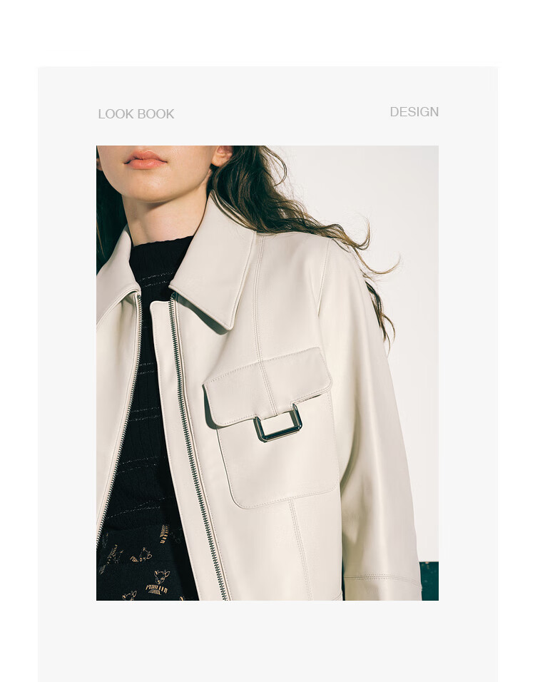 影儿诗篇女装2022冬季新款宽松翻领机车风短款绵羊皮外套皮衣皮草