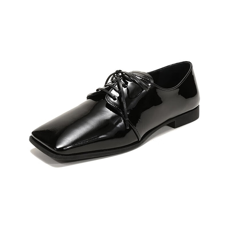 【七夕礼物】女鞋 普拉达 prada 女士漆皮方头休闲皮鞋单鞋 1e283m