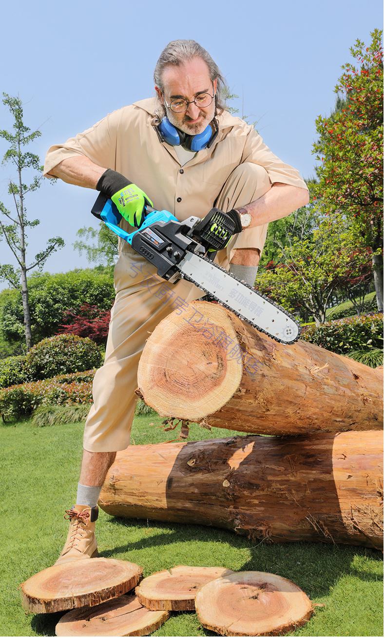 充电式单双手电链锯果园修枝小型家用无线锂电多功能电动伐木电锯42v