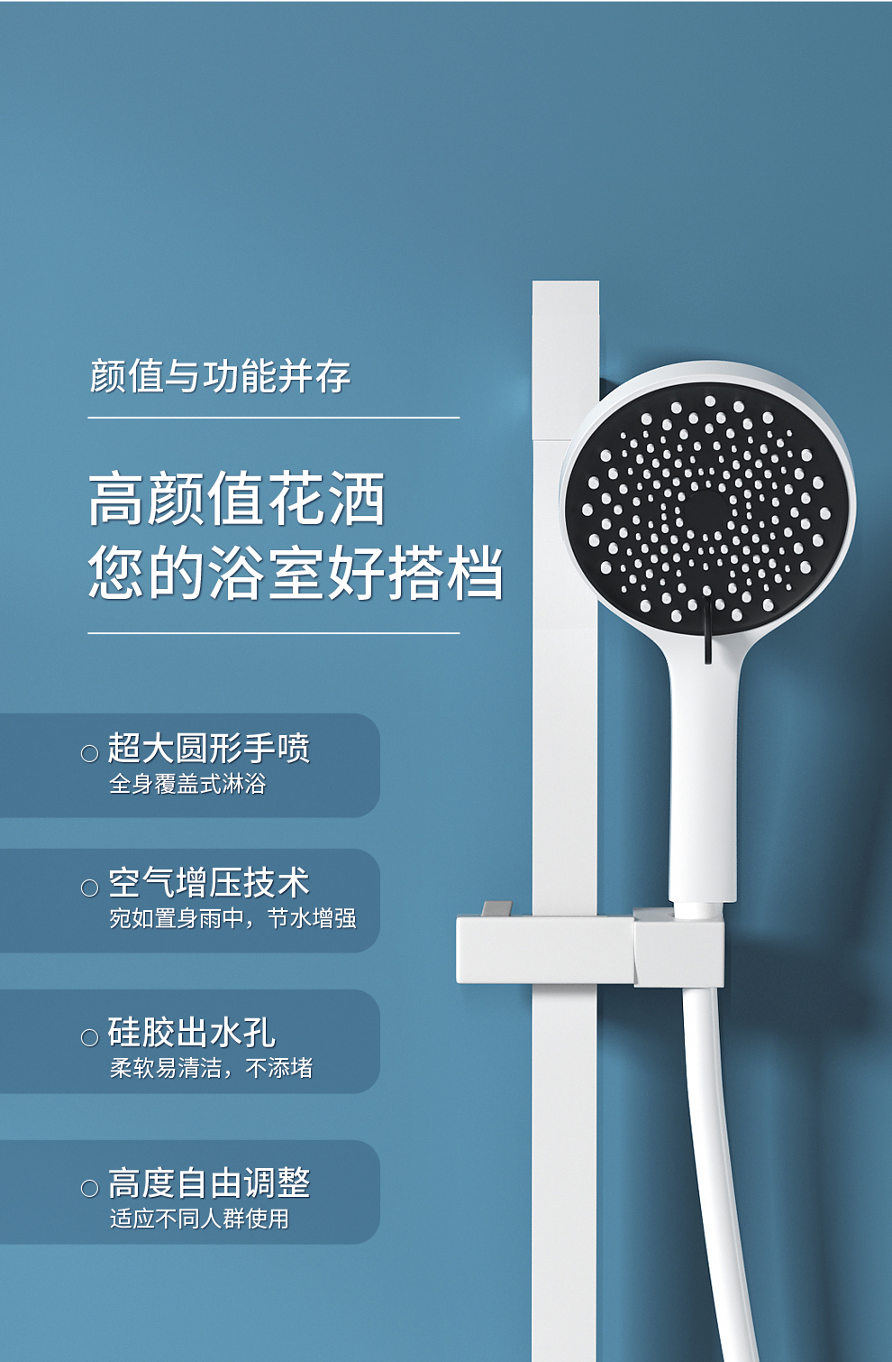 德国gohu卫浴淋浴简装恒温花洒套装家用全铜浴缸黑色龙头增压喷头简约