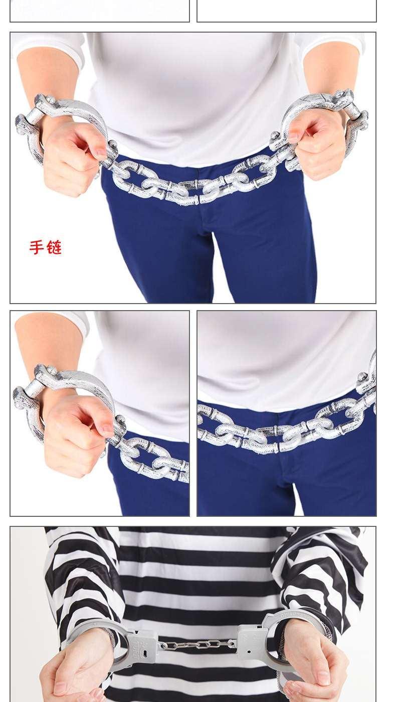 桢译囚犯衣服装化妆舞会cosplay短袖黑白条纹囚衣成人男女服囚犯演出