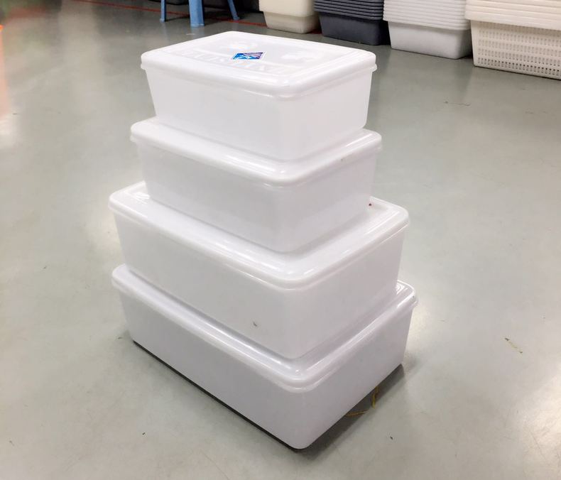 长方形蔬菜大号白色保鲜盒加厚酒店厨房收纳冰箱塑料密封盒加厚款