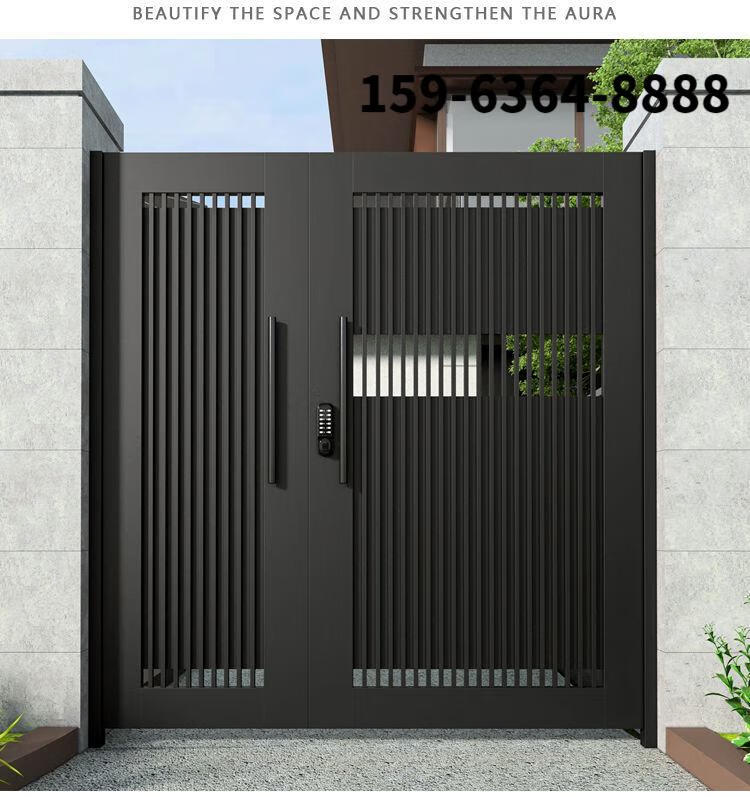 名都豪郡*现代铁艺大门别墅庭院门百叶户外铁门铝艺院子门不锈钢铝