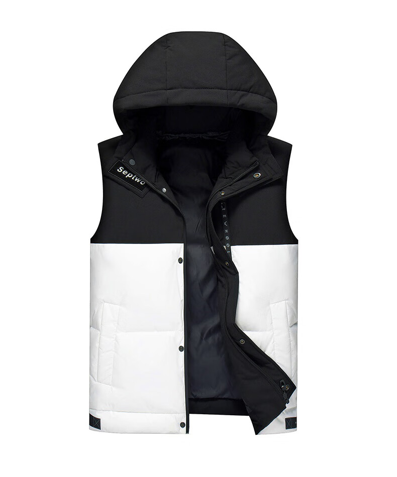 蒙口白鸭绒羽绒服马甲男2022冬季新款休闲连帽坎肩背心外穿外套 8095
