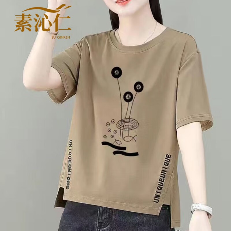 素沁仁纯棉短袖t恤女2022夏季女装新款韩版宽松百搭显瘦胖mm大码女装