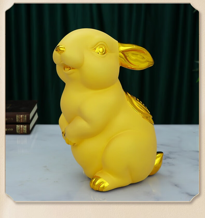 真石演绎招财生肖兔子摆件一对存钱罐生日礼物可爱创意工艺饰品家居