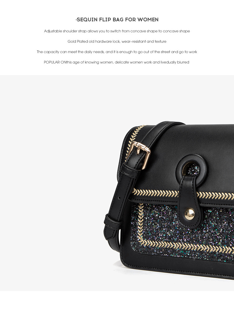 ck星空亮片腋下包包2022单肩包斜挎包潮流时尚小方包女包黑色