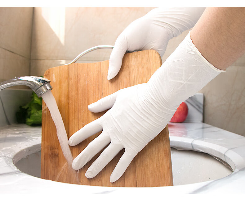 餐饮洗碗卫生清洁手套 12寸白丁腈(10只/袋) 中码m【图片 价格 品牌