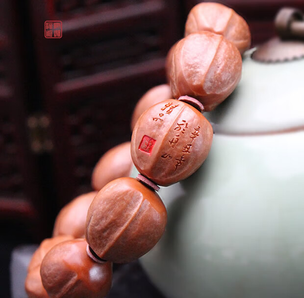 橄榄核素核手串男纯手工打磨老树铁核原皮原籽光珠苏工核雕橄榄胡手链