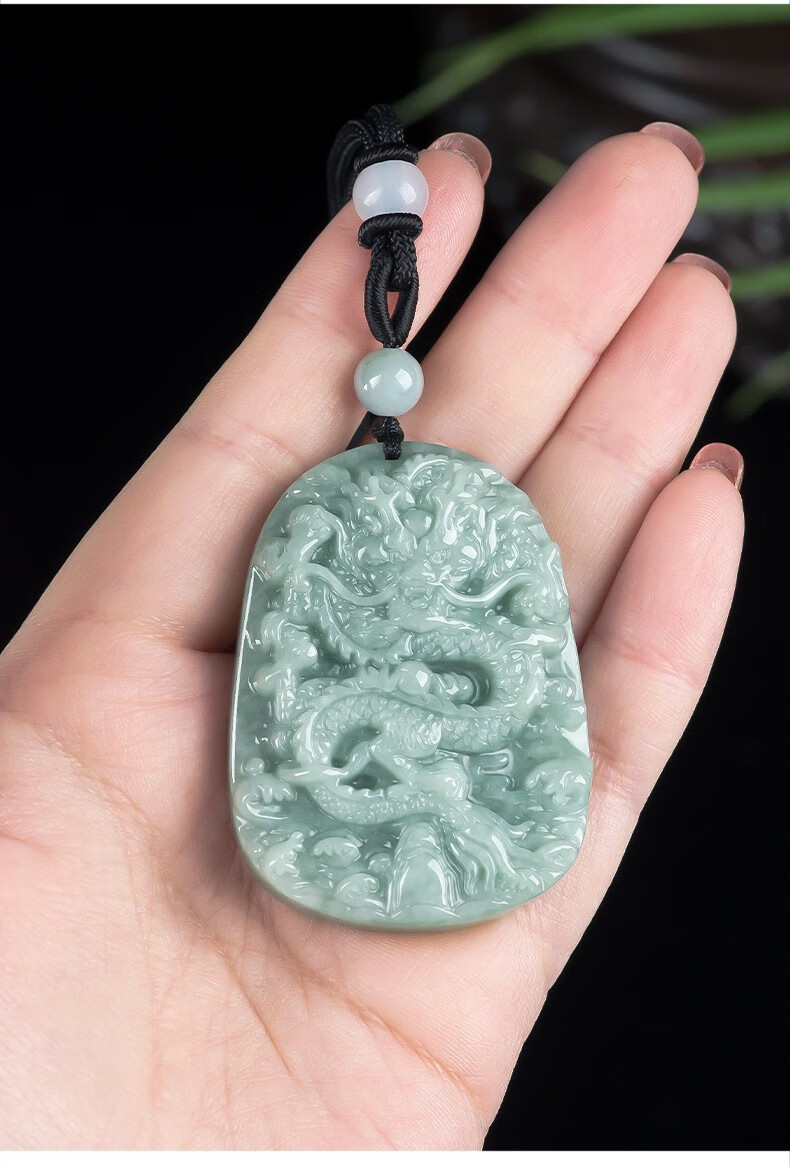 轩野缅甸天然翡翠霸气生肖龙牌玉石吊坠冰种挂件饰品男朋友生日礼物龙