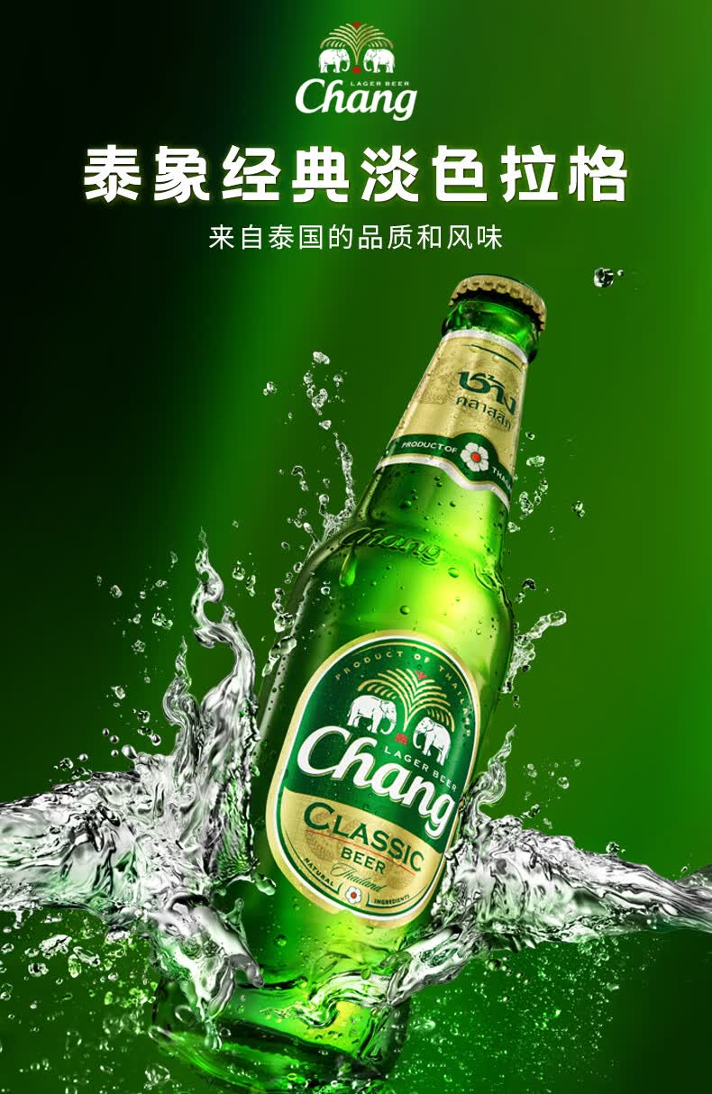 chang泰国进口大象啤酒啤酒双象泰象象牌精酿整箱24瓶 【瓶装】泰国