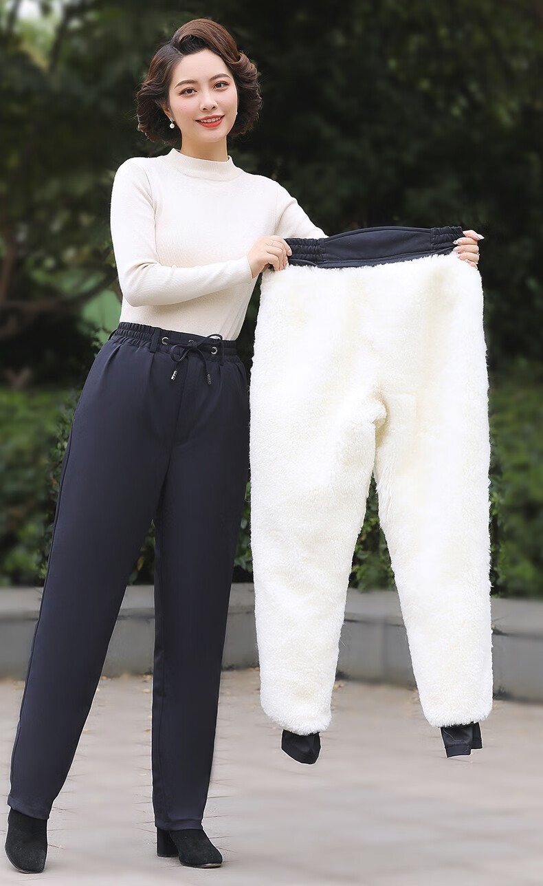 古漠望羊中老年女士羊皮羊毛羊羔毛裤子皮毛一体女裤加厚保暖休闲裤