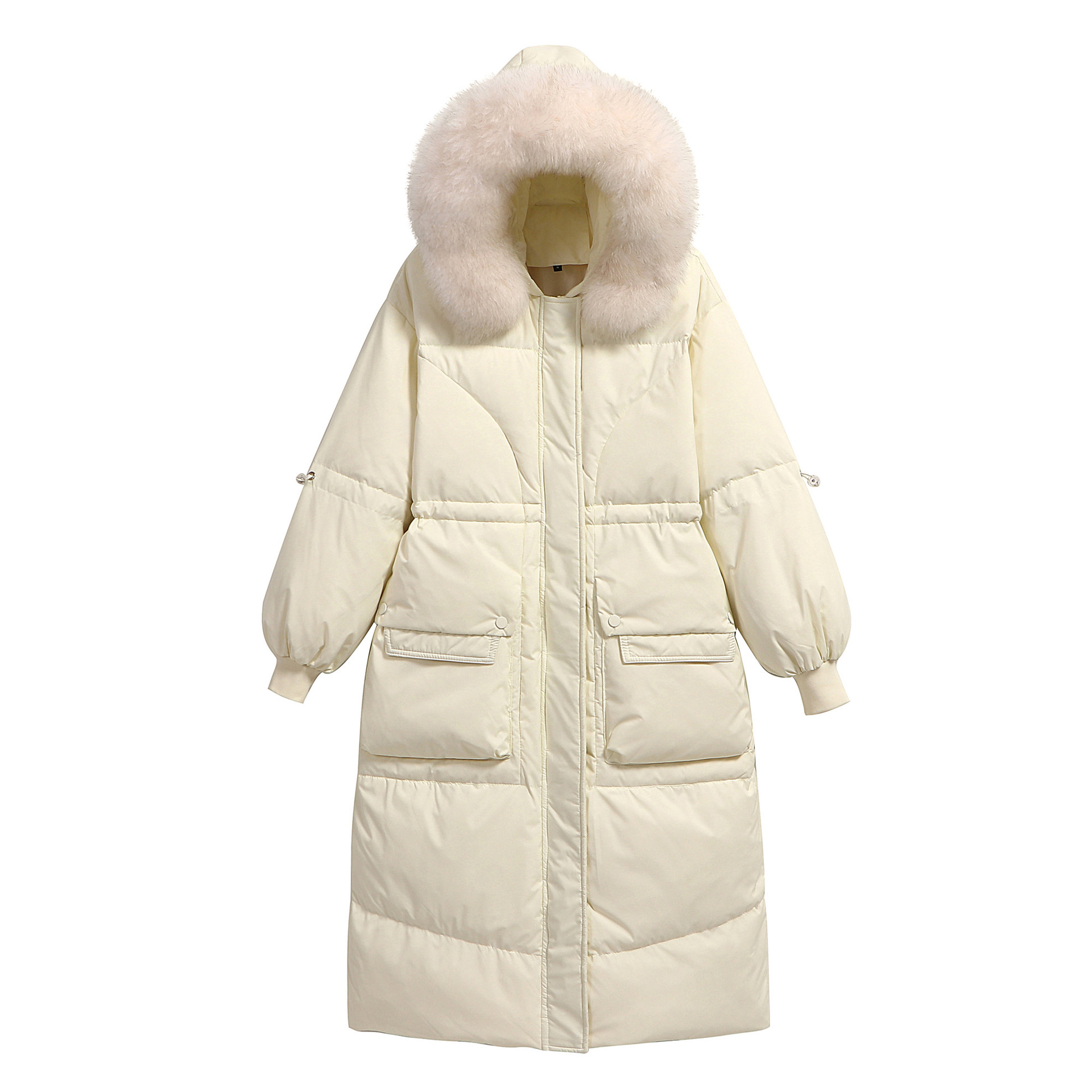 冰洁官方旗舰中长款过膝白鸭绒丫丫羽绒服女极寒韩版抽绳收腰显瘦狐狸