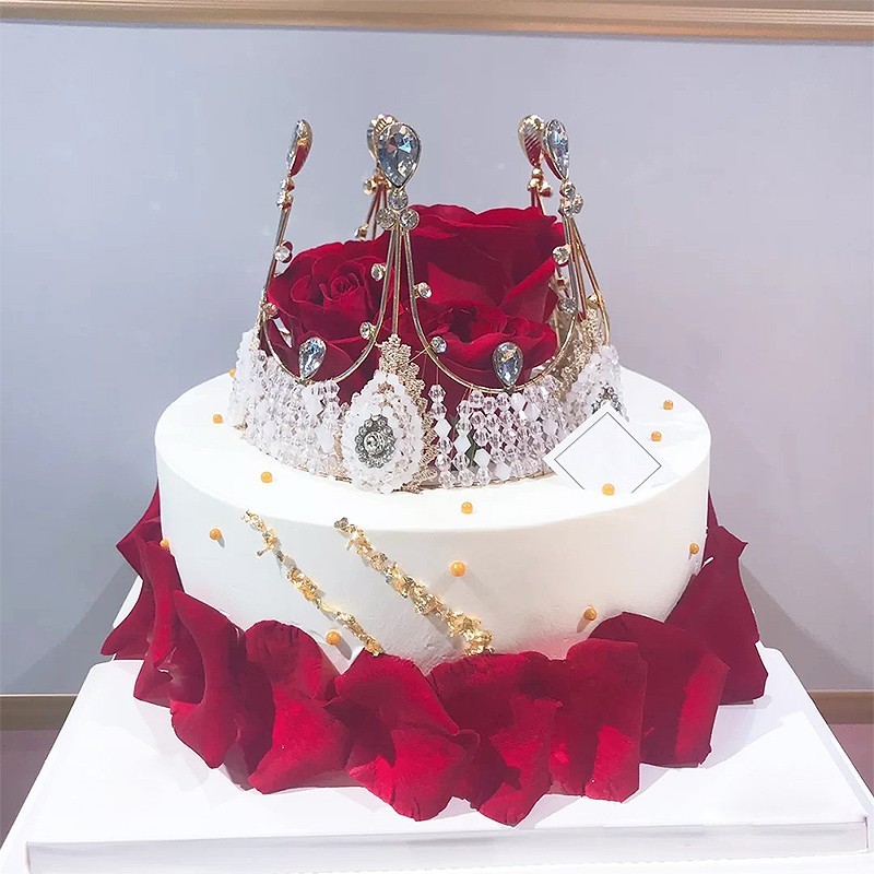 萌客奇网红玫瑰花款新鲜水果生日蛋糕送女友老婆闺蜜生日礼物全国同城
