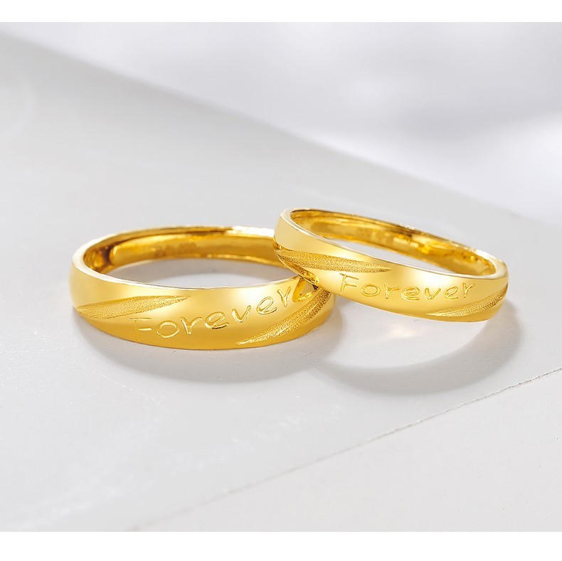 顺丰速运易升黄金戒指情侣男女款999足金活口对戒黄金素圈戒子指环