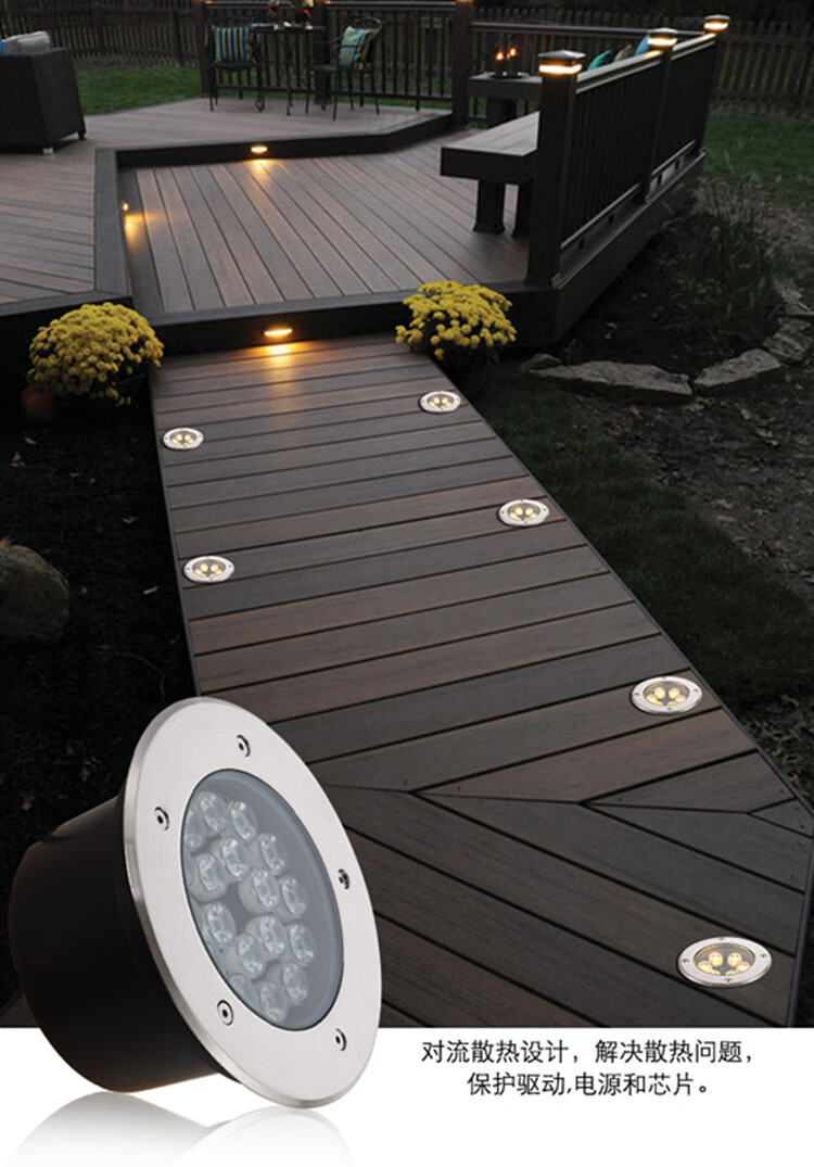 佩觉led地埋灯户外防水地下灯景观广场花园别墅七彩射灯圆形埋地灯 1w