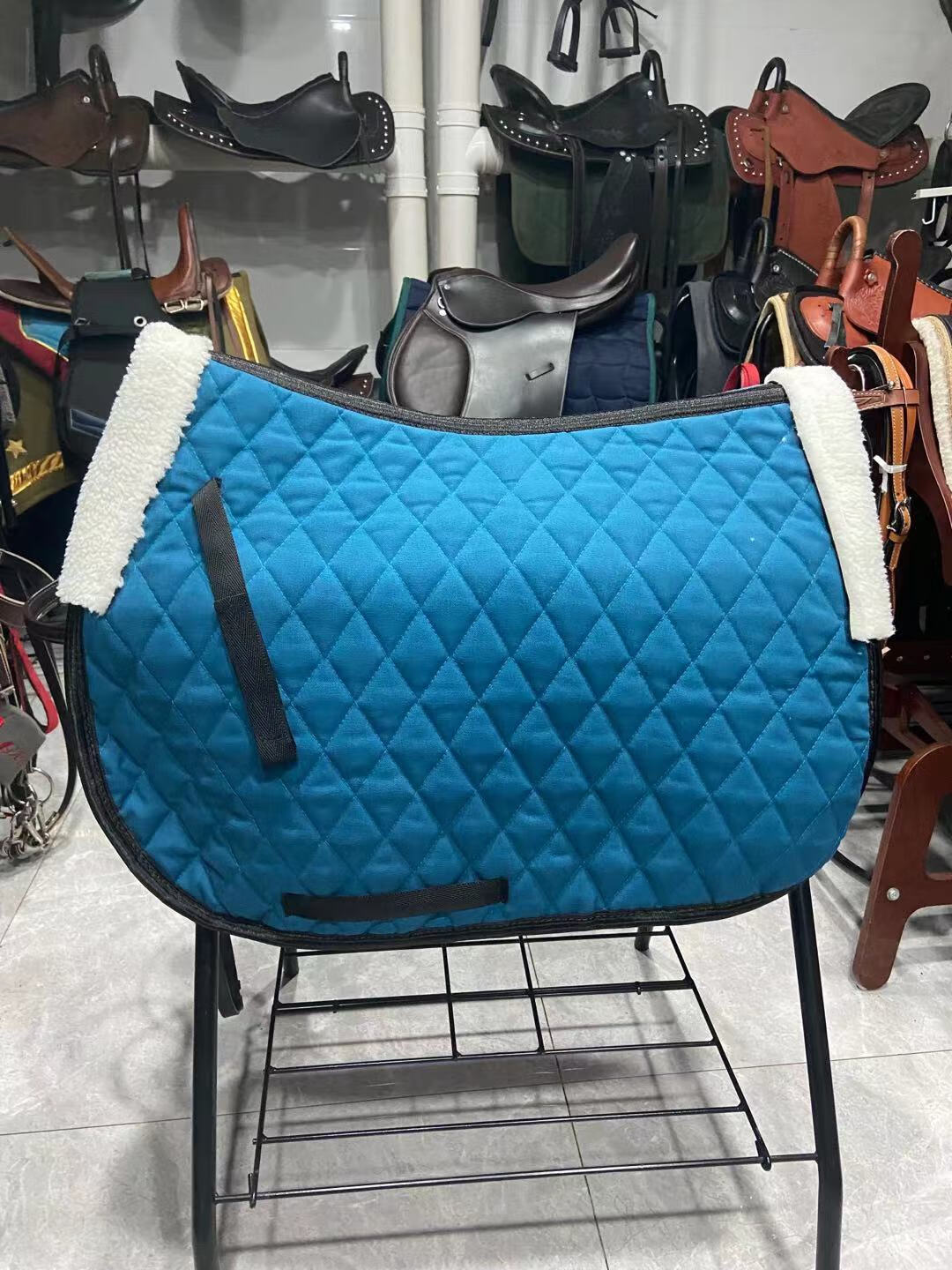 马鞍垫马术用品 综合鞍垫汗垫 游客鞍垫马鞍配件汗屉加厚马鞍垫 蓝色