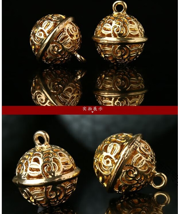 古风镂空宫铃铃铛风铃小孩脚铃手铃挂坠小铃铛宠物铃铛挂件配饰银色宫
