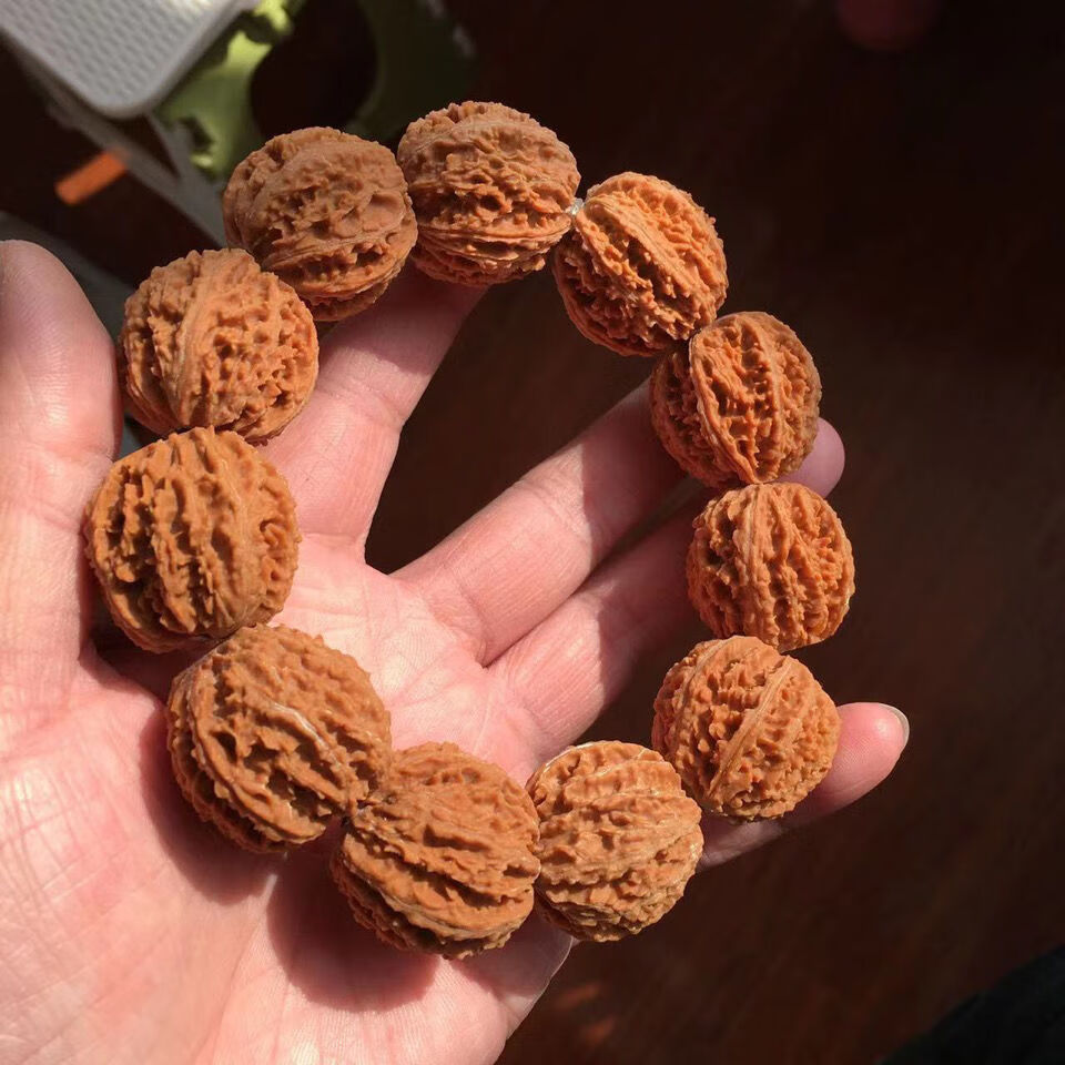 槿逸斯 野生核桃京八棱灯笼手串盘玩精挑头沟老树正圆粗筋文玩门手把