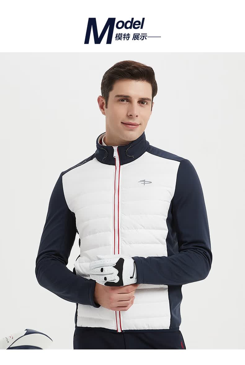 美国2021新款高尔夫服冬季保暖男装修身立领外套golf服装藏青色l