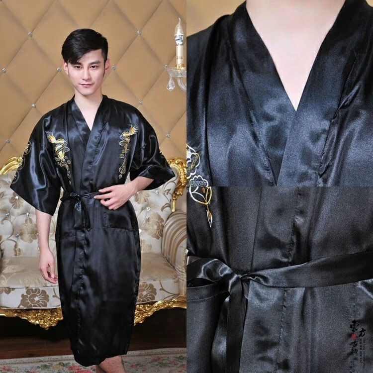 雅旗依龙袍睡衣龙袍男皇帝古装睡衣睡衣男冬季加厚加绒帅气时尚睡袍