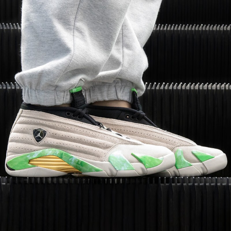 nikeairjordan14aj14古铜色小兵马俑篮球鞋运动鞋dj1034200灰绿翡翠