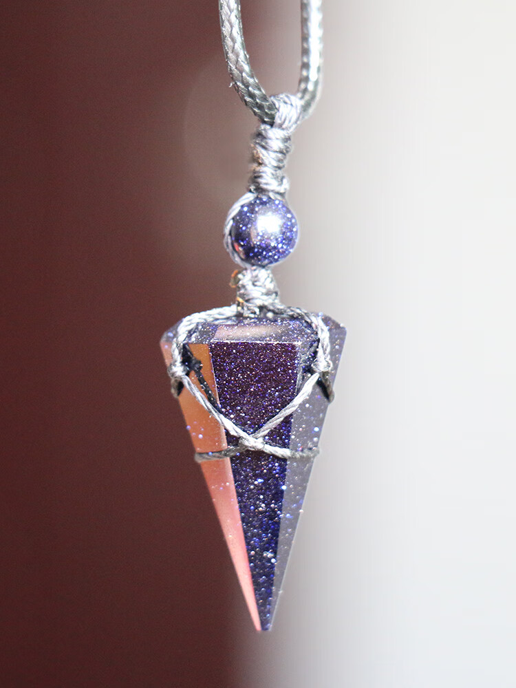 珍韵缘星空灵摆水晶蓝砂石吊坠项链男女款毛衣链长款项链小众设计感80