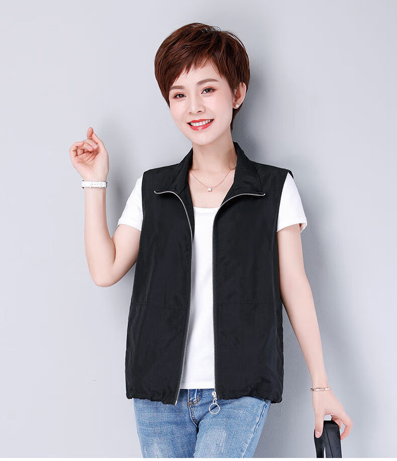 樵廿2021新款春夏马甲女薄款宽松外穿背心夏天透气马夹中年1413橘色