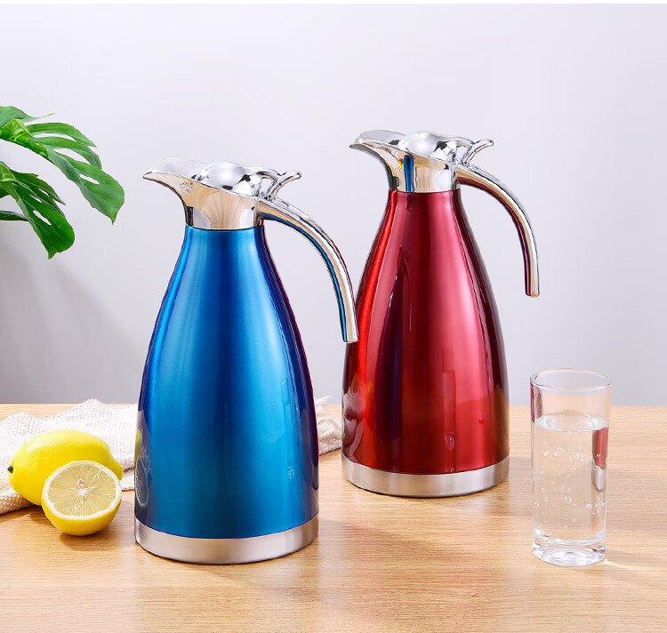 0l典雅生活保温水壶304不锈钢双层真空咖啡壶家居办公日常饮水壶 蓝色