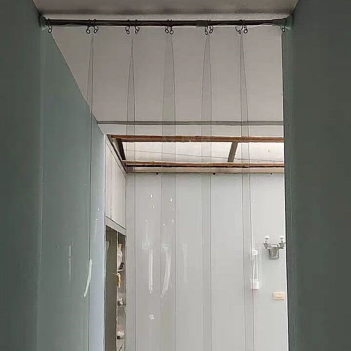 隔热门帘伸缩塑料门帘挂帘免打孔隔断帘可推拉防蚊隔热挡风门挂透明