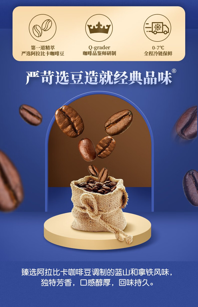 味全贝纳颂经典蓝山拿铁口味低温即饮浓咖啡饮料250ml组合装 6瓶 蓝山