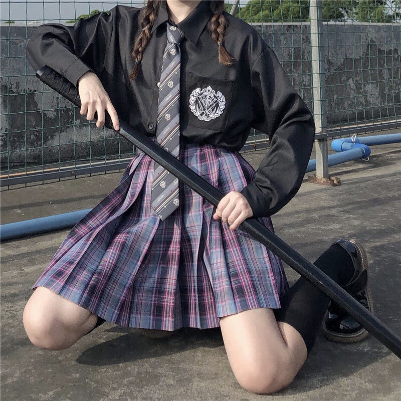 高品质秋季jk学院风衬衣女2021新款刺绣jk制服衬衫女秋季学院风宽松