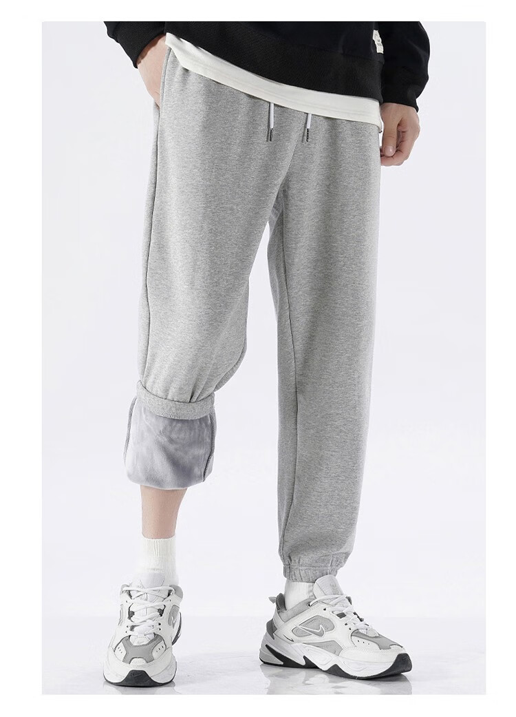 棉质裤子宽松秋冬季长裤束脚裤士加绒潮流青少年运动哈伦裤弹力大码装