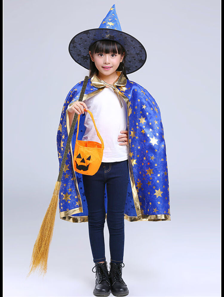 万圣节万圣节儿童服装男童女童披风女巫魔法师服饰道具cos套装演出服